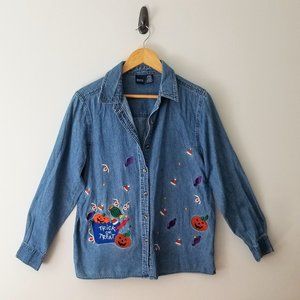 VINTAGE - Basic Editions - Halloween Denim Button Up